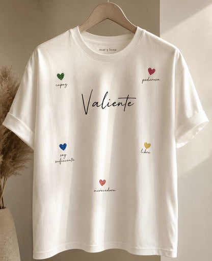 CAMISETA VALIENTE FRASES, MARFIL