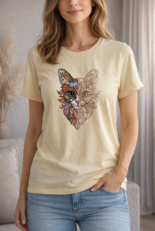 CAMISETA GATO METALIZADO