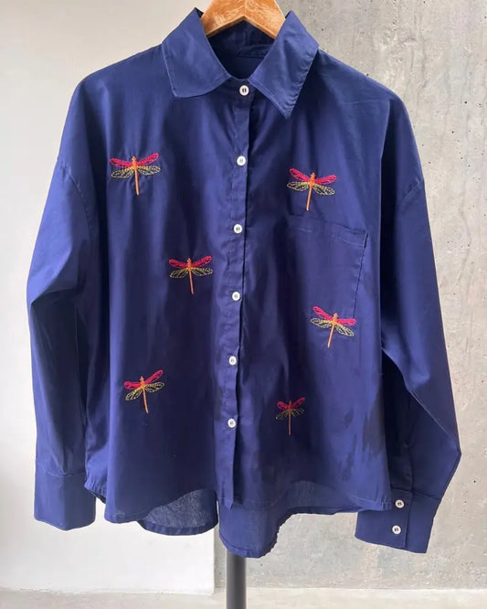 CAMISA AZUL LIBELULA OVERSIZE