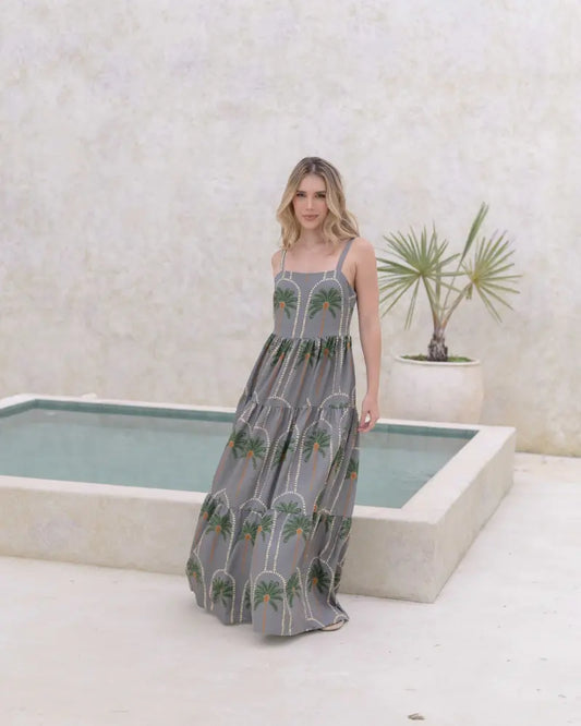 VESTIDO LILY PALMAS VERDE