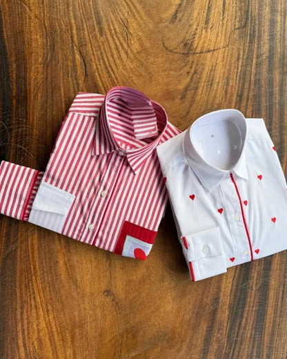 CAMISA LOVE ROJA RAYAS