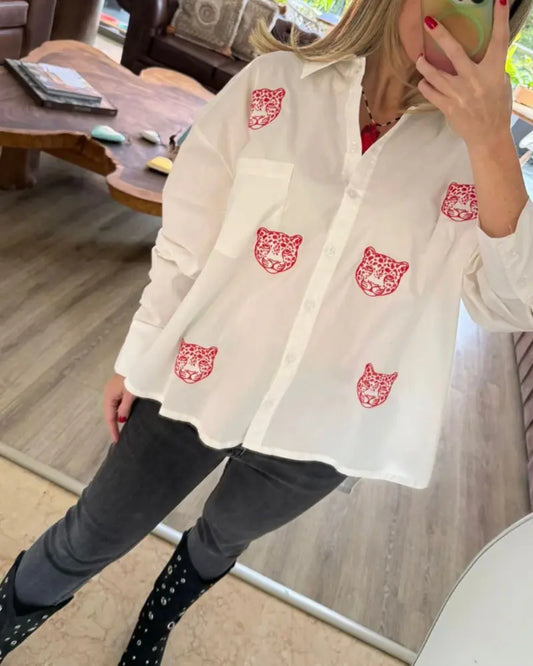 CAMISA PANTERAS ROJAS OVERSIZE
