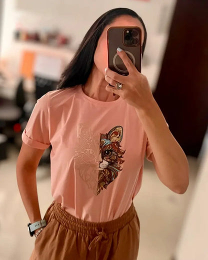 CAMISETA GATO METALIZADO