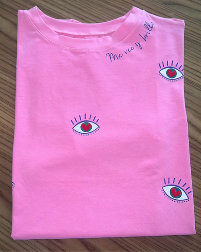 CAMISETA ME VEO Y BRILLO, FUXIA