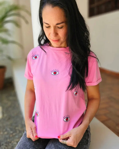 CAMISETA ME VEO Y BRILLO, FUXIA