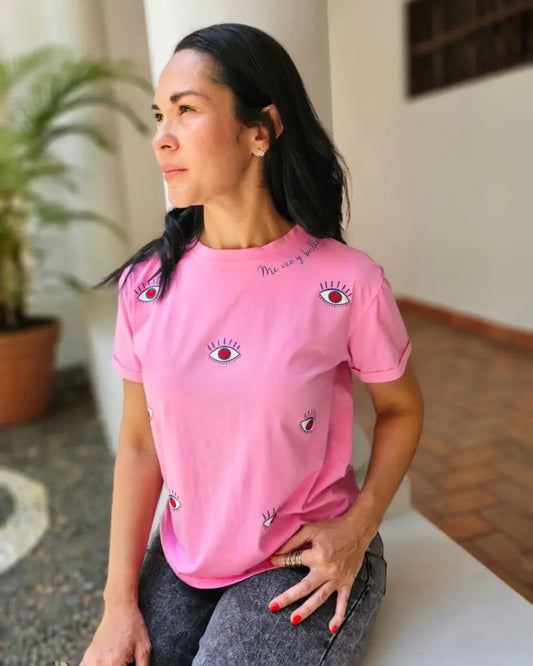 CAMISETA ME VEO Y BRILLO, FUXIA