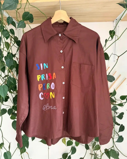 CAMISA ALMA CHOCOLATE OVERSIZE