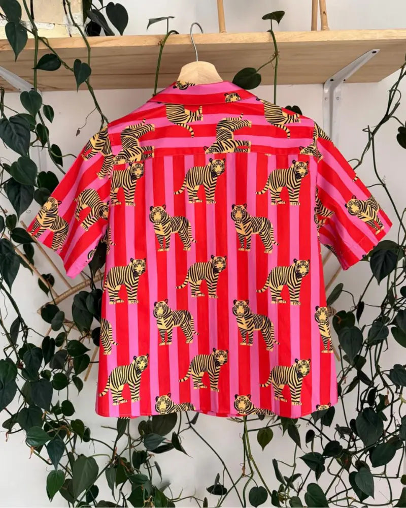 CAMISA TIGRES RAYAS ROJO
