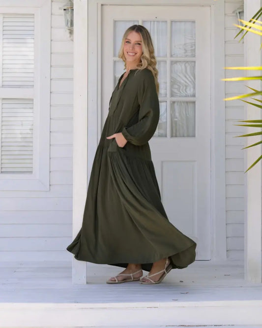 VESTIDO ELOISA PLANE, MILITAR